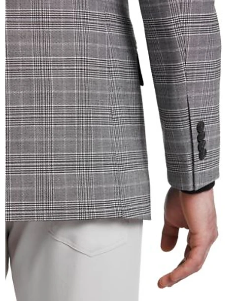 Awearness Kenneth Cole Gray Plaid Slim Fit Sport Coat 2 Awearness Kenneth Cole Gray Plaid Slim Fit Sport Coat - Image 2