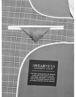 Awearness Kenneth Cole Gray Plaid Slim Fit Sport Coat 6 Awearness Kenneth Cole Gray Plaid Slim Fit Sport Coat -Suit Boutique Shop MW40 14GZ 64 AWEARNESS KENNETH COLE GRAY PLAID ALT2