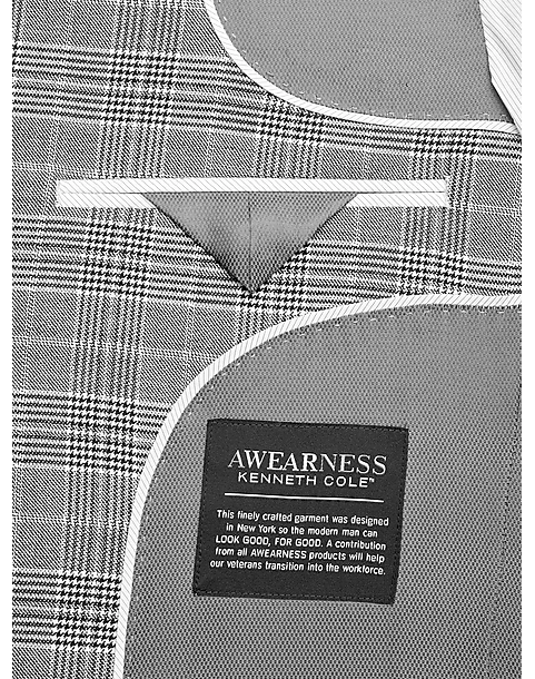 Awearness Kenneth Cole Gray Plaid Slim Fit Sport Coat 3 Awearness Kenneth Cole Gray Plaid Slim Fit Sport Coat - Image 3