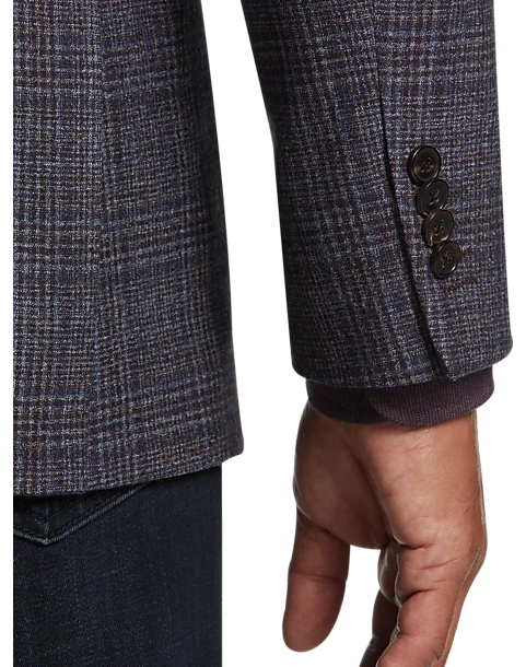 Joseph Abboud Slim Fit Sport Coat, Blue And Plum Plaid 2 Joseph Abboud Slim Fit Sport Coat, Blue And Plum Plaid - Image 2