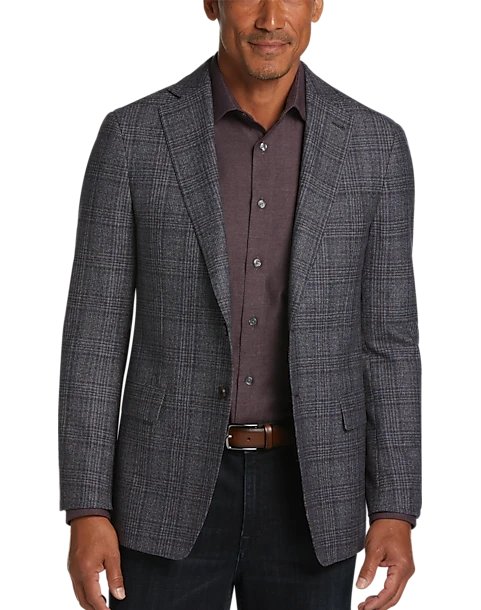 Joseph Abboud Slim Fit Sport Coat, Blue And Plum Plaid 1 Joseph Abboud Slim Fit Sport Coat, Blue And Plum Plaid