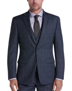 Calvin Klein X-Fit Slim Fit Suit Separates Coat, Blue Windowpane -Suit Boutique Shop MW40 3UKM 61 CALVIN KLEIN NAVY PLAID ALT7