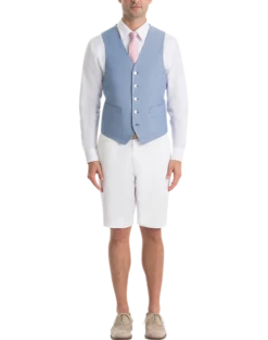 Lauren By Ralph Lauren Classic Fit Suit Separates Vest, Light Blue Chambray