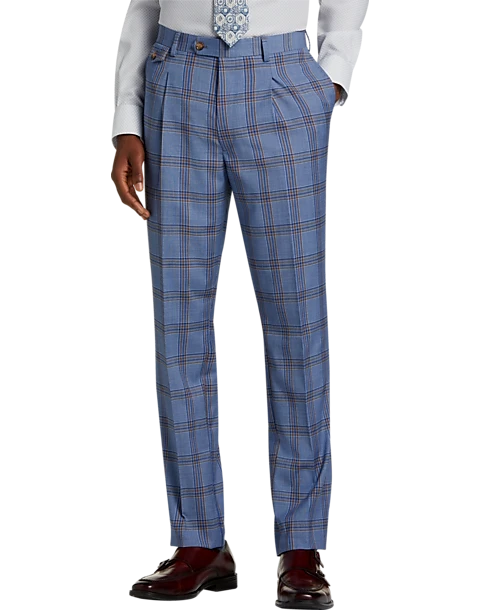 Tayion Classic Fit Suit Separates Pants, Navy & Rust Plaid 1 Tayion Classic Fit Suit Separates Pants, Navy & Rust Plaid
