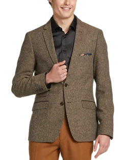 Paisley & Gray Slim Fit Suit Separates Coat, Caramel Donegal -Suit Boutique Shop MW40 3X0E 77 PAISLEY GRAY CARAMEL DONEGAL ALT5