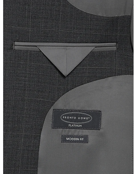 Pronto Uomo Platinum Modern Fit Suit, Gray Plaid 4 Pronto Uomo Platinum Modern Fit Suit, Gray Plaid - Image 4