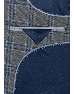 Egara Skinny Fit Suit Separates Coat, Gray Plaid -Suit Boutique Shop MW40 3X20 64 EGARA GRAY PLAID ALT2