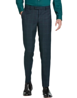 Egara Skinny Fit Suit Separates Pant, Teal Plaid