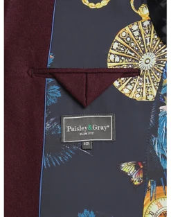 Paisley & Gray Slim Fit Suit Separates Coat, Deep Wine -Suit Boutique Shop MW40 3X4A 07 PAISLEY GRAY DEEP WINE ALT3