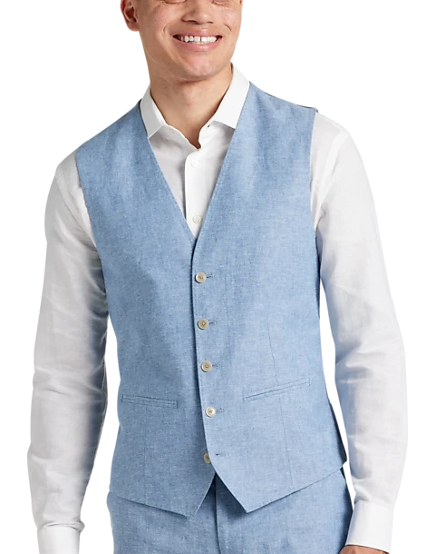 JOE Joseph Abboud Slim Fit Linen Blend Suit Separates Vest, Dusty Blue 1 JOE Joseph Abboud Slim Fit Linen Blend Suit Separates Vest, Dusty Blue
