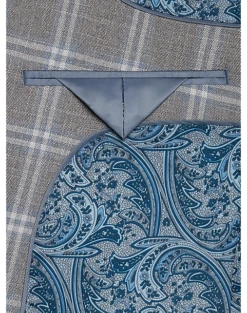 Egara Skinny Fit Suit Separates Coat, Gray & Blue Plaid -Suit Boutique Shop MW40 3XH3 64 EGARA ORANGE GRAY BLUE PLAID ALT2