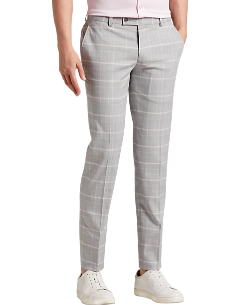 Egara Skinny Fit Suit Separates Pants, Gray & Pink Plaid 1 Egara Skinny Fit Suit Separates Pants, Gray & Pink Plaid