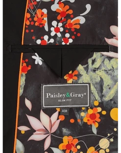 Paisley & Gray Slim Fit Double Breasted Suit Separates Coat, Jet Black -Suit Boutique Shop MW40 3XK9 02 PAISLEY GRAY JET BLACK ALT3