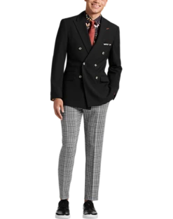 Paisley & Gray Slim Fit Double Breasted Suit Separates Coat, Jet Black -Suit Boutique Shop MW40 3XK9 02 PAISLEY GRAY JET BLACK ALT5