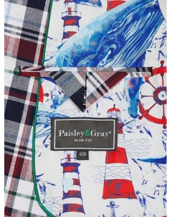 Paisley & Gray Slim Fit Suit Separates Coat, Red, White & Green Seersucker -Suit Boutique Shop MW40 3XKE 68 PAISLEY GRAY RED WHITE GREEN SEERSUCKER ALT3