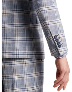 Paisley & Gray Slim Fit Suit Separates, Blue & Beige Check -Suit Boutique Shop MW40 3XKR 67 PAISLEY GRAY BLUE BEIGE CHECK ALT2