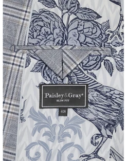 Paisley & Gray Slim Fit Suit Separates Coat, Blue & Beige Check -Suit Boutique Shop MW40 3XKR 67 PAISLEY GRAY BLUE BEIGE CHECK ALT3 1