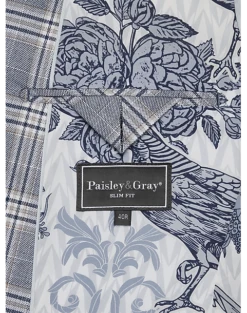 Paisley & Gray Slim Fit Suit Separates, Blue & Beige Check -Suit Boutique Shop MW40 3XKR 67 PAISLEY GRAY BLUE BEIGE CHECK ALT3