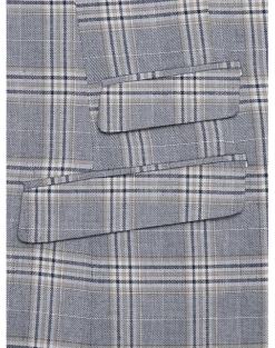 Paisley & Gray Slim Fit Suit Separates Coat, Blue & Beige Check -Suit Boutique Shop MW40 3XKR 67 PAISLEY GRAY BLUE BEIGE CHECK ALT4 1
