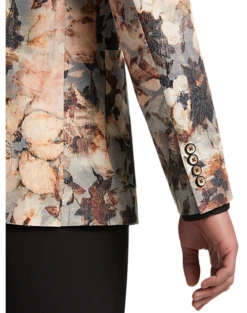 Paisley & Gray Slim Fit Suit Separates Coat, Brown And Cream Floral -Suit Boutique Shop MW40 3XLG 23 PAISLEY GRAY BROWN CREAM ALT2