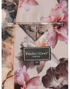 Paisley & Gray Slim Fit Suit Separates Coat, Brown And Cream Floral -Suit Boutique Shop MW40 3XLG 23 PAISLEY GRAY BROWN CREAM ALT3