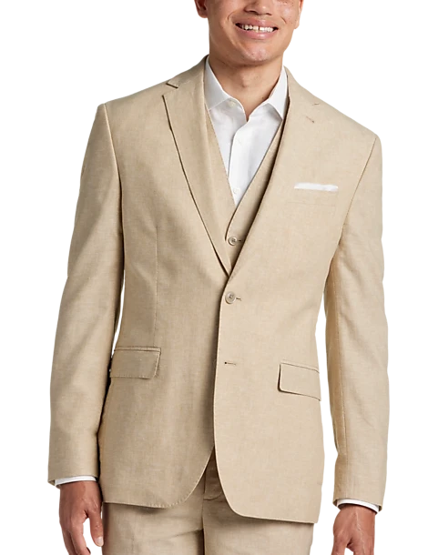 JOE Joseph Abboud Slim Fit Linen Blend Suit Separates, Tan Chambray 4 JOE Joseph Abboud Slim Fit Linen Blend Suit Separates, Tan Chambray - Image 4