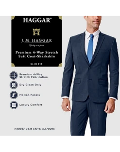 Haggar 4-Way Stretch Slim Fit Suit Separates, Navy -Suit Boutique Shop MW40 3Y53 01 HAGGAR NAVY SOLID ALT2