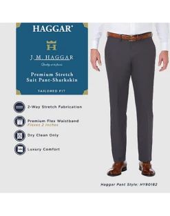 Haggar Premium Comfort 4-Way Stretch Slim Fit Suit Separates Pants, Black -Suit Boutique Shop MW40 3Y59 02 HAGGAR BLACK SOLID ALT2
