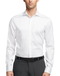 Calvin Klein Infinite Non-Iron Slim Fit Stretch Collar Dress Shirt, Blue Micro-Dot -Suit Boutique Shop MW40 540K 01 CALVIN KLEIN WHITE ALT3 4