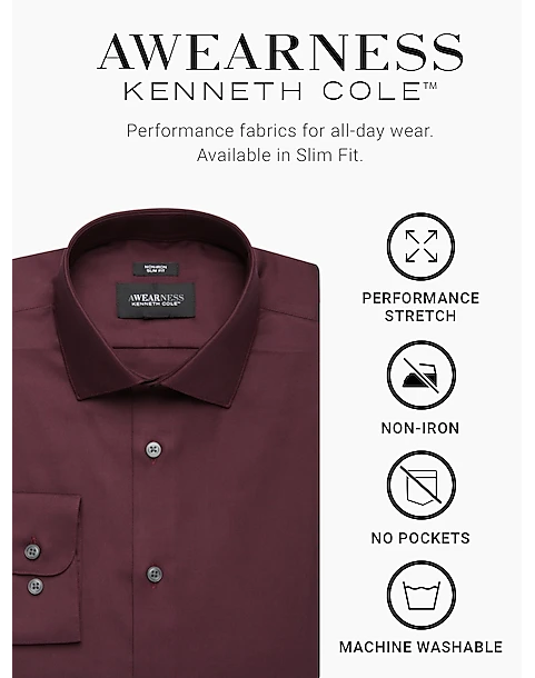 Awearness Kenneth Cole Slim Fit Performance Stretch Dress Shirt, Purple 2 Awearness Kenneth Cole Slim Fit Performance Stretch Dress Shirt, Purple - Image 2