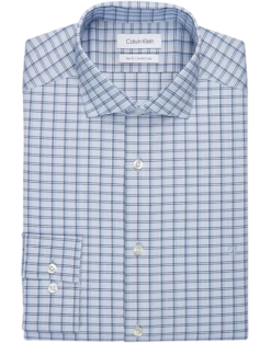 Calvin Klein Slim Fit Embroidered Logo Dress Shirt, Royal Blue Plaid