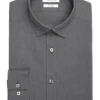Calvin Klein Refined Cotton Stretch Supima Slim Fit Hidden Button-Down Collar Dress Shirt, Charcoal