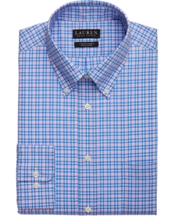 Lauren By Ralph Lauren Classic Fit UltraFlex Button-Down Collar Dress Shirt, Blue Plaid