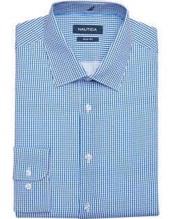 Nautica Slim Fit Four-Way Stretch Dress Shirt, Blue Check