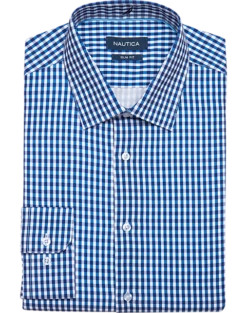 Nautica Slim Fit Four-Way Stretch Dress Shirt, Navy Check