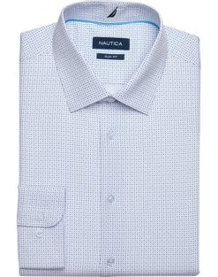 Nautica Slim Fit Four-Way Stretch Dress Shirt, Blue Dot