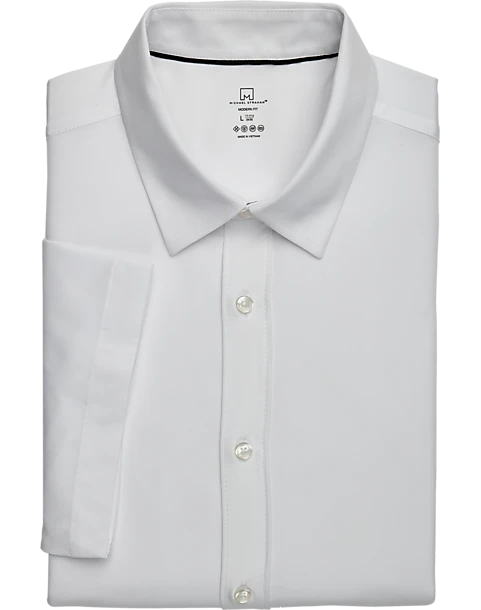 Michael Strahan Modern Fit Short Sleeve Dress Shirt, White 1 Michael Strahan Modern Fit Short Sleeve Dress Shirt, White