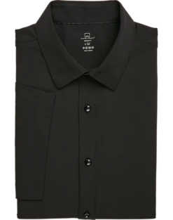 Michael Strahan Modern Fit Short Sleeve Dress Shirt, Black