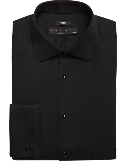 Pronto Uomo Slim Fit French Cuff Tuxedo Formal Shirt, Black 1 Pronto Uomo Slim Fit French Cuff Tuxedo Formal Shirt, Black