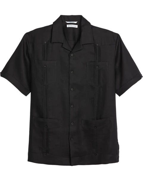 Cubavera Modern Fit Short Sleeve Linen Guayabera Shirt, Black 1 Cubavera Modern Fit Short Sleeve Linen Guayabera Shirt, Black