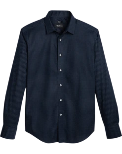 Awearness Kenneth Cole Slim Fit Sport Shirt, Navy Square Dot