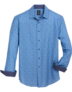 Michael Strahan Modern Fit Sport Shirt, Navy Painted Gingham