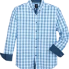 Michael Strahan Modern Fit Button-Down Collar Sport Shirt, Blue Plaid