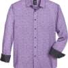 Michael Strahan Modern Fit Hidden Button-Down Collar Sport Shirt, Purple Gingham