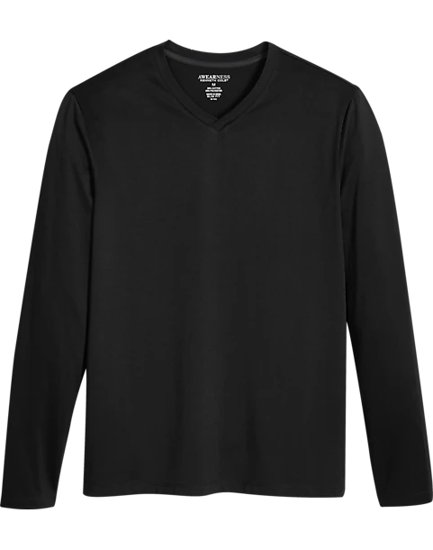 Awearness Kenneth Cole Slim Fit V-Neck Long Sleeve T-Shirt, Black 1 Awearness Kenneth Cole Slim Fit V-Neck Long Sleeve T-Shirt, Black