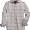Egara Slim Fit Spread Collar Sport Shirt, Taupe Windowpane