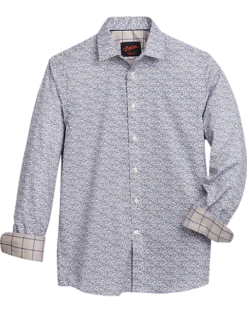 Egara Slim Fit Spread Collar Sport Shirt, Navy Berries