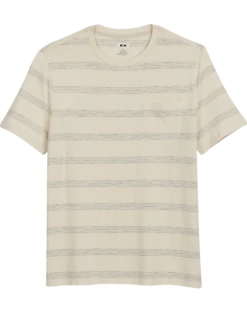 Joseph Abboud Modern Fit Short Sleeve Crew Neck T-Shirt, Cream Stripe
