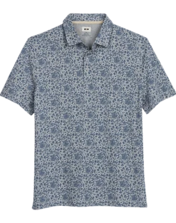 Joseph Abboud Modern Fit Short Sleeve Polo Shirt, Gray & Blue Floral