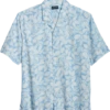 Haggar Modern Fit Short Sleeve Camp Shirt, Light Blue Botanical